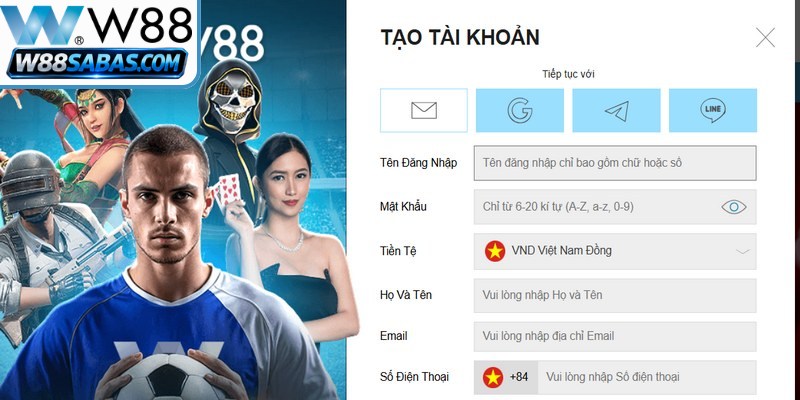 Hệ thống W88 sẽ yêu cầu người dùng cung cấp các thông tin cơ bản
