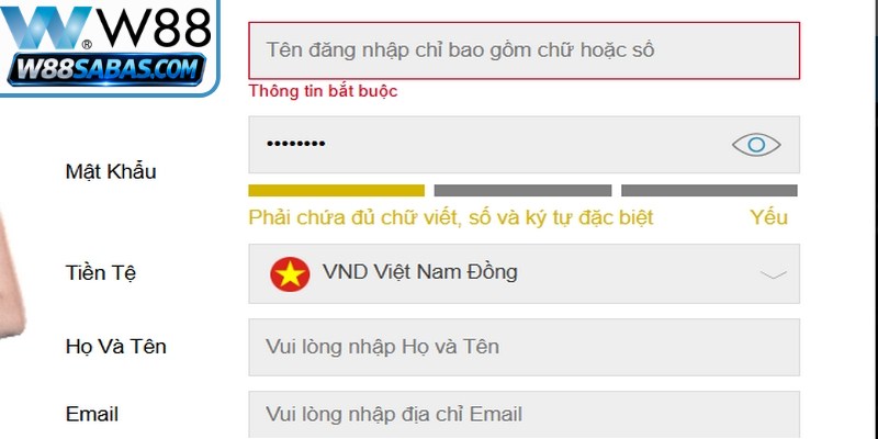 Có thể thay đổi thông tin sau khi đăng ký W88 