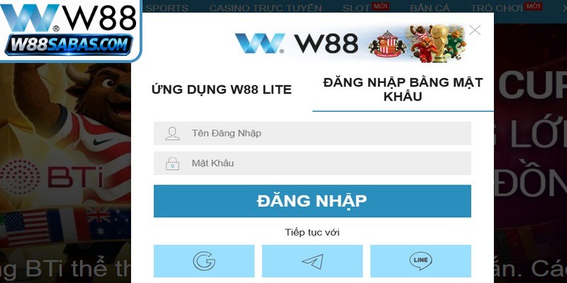 Đăng nhập W88 thông qua trình duyệt di động 